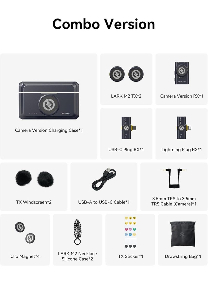Hollyland LARK M2 Wireless Microphone System for iPhone Android Camera 48kHz 24Bit HiFi Lavalier Mic with Noise Cancellation 1000ft Long Range 40H Battery for Vlogging YouTube Streaming Filmmaking - Image 3